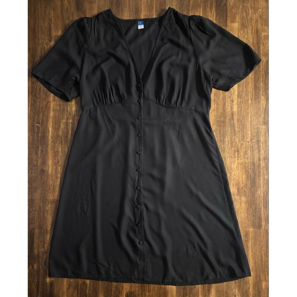 Old Navy Women’s Large Dress Short Sleeve Button Front V Neck Knee Length